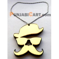 Hat Goggles and Muchh Car Hanging (Golden)