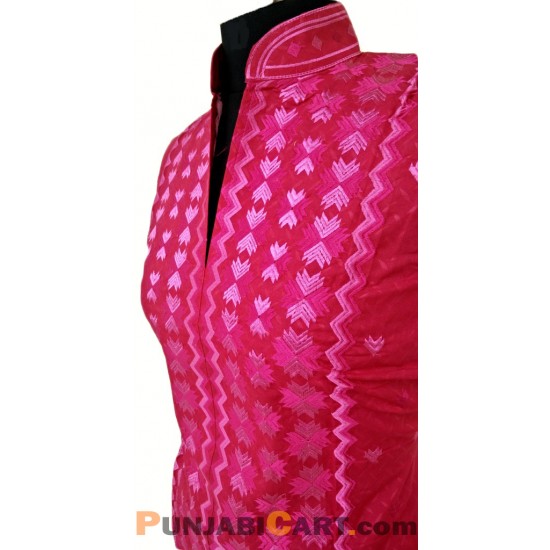 Phulkari Kurti - Semistitched (Pink)