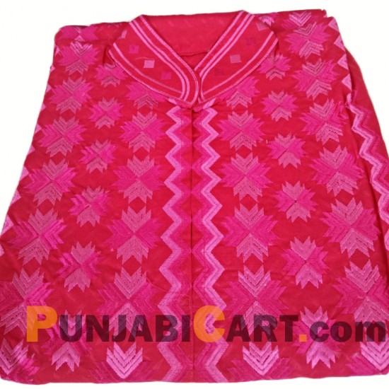 Phulkari Kurti - Semistitched (Pink)