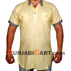 Men's Short Kurta (Yellow)