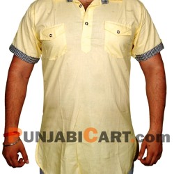 Men's Short Kurta (Yellow)