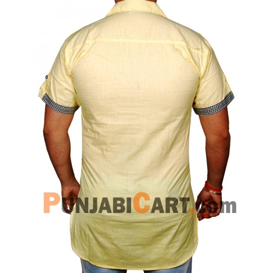 Men's Short Kurta (Yellow)