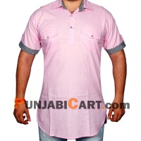 Men's Short Kurta (Light Pink)