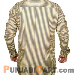 Men's Short Kurta - Striped (Yellow)