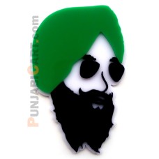 Sardaar Ji Plastic Sticker (Green)