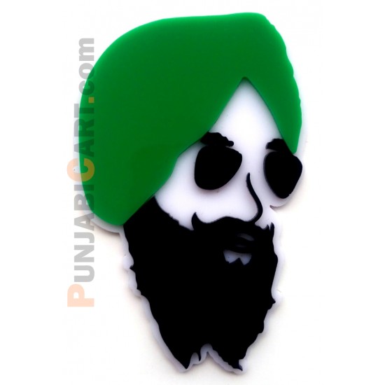 Sardaar Ji Plastic Sticker (Green)