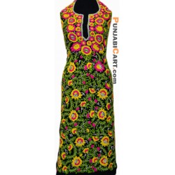 Jorjet Parsi Phulkari Heavy Embriodered Kurti - Unstitched (Black)