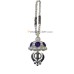 Khanda with Pearls and Purple Crystal Chabba and Chain - Car Hanging