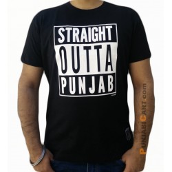 Straight Outta Punjab T-Shirt (Black)