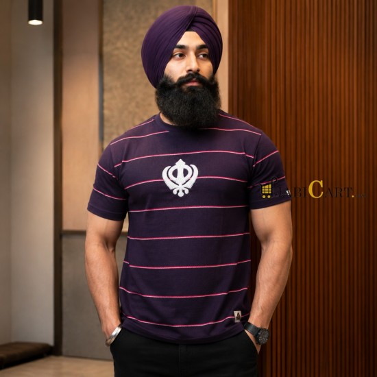 Khanda Stripes T-Shirt (Burgundy)