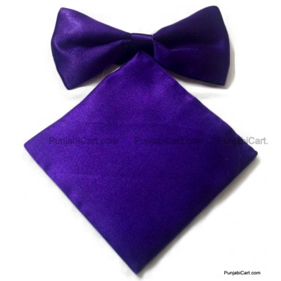 Dark Purple Bow Tie & Pocket Square