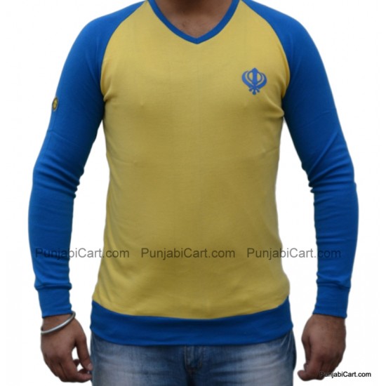 Khanda T-Shirt (Yellow & Royal)