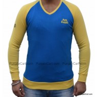 Pure Punjabi V-Neck T-Shirt (Yellow & Royal)