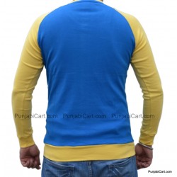 Pure Punjabi V-Neck T-Shirt (Yellow & Royal)