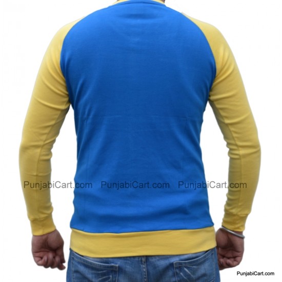 Pure Punjabi V-Neck T-Shirt (Yellow & Royal)