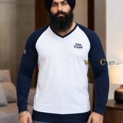 Pure Punjabi V-Neck T-Shirt (Navy & White)