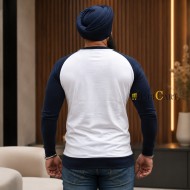 Pure Punjabi V-Neck T-Shirt (Navy & White)