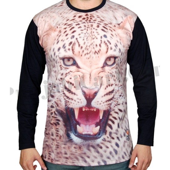 Lion Printed Full Sleeve T-Shirt (Black)