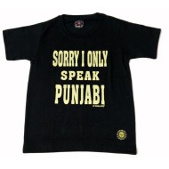 Sorry I Only Speak Punjabi Kids T-Shirt (Black)