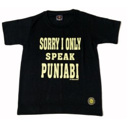 Sorry I Only Speak Punjabi Kids T-Shirt (Black)